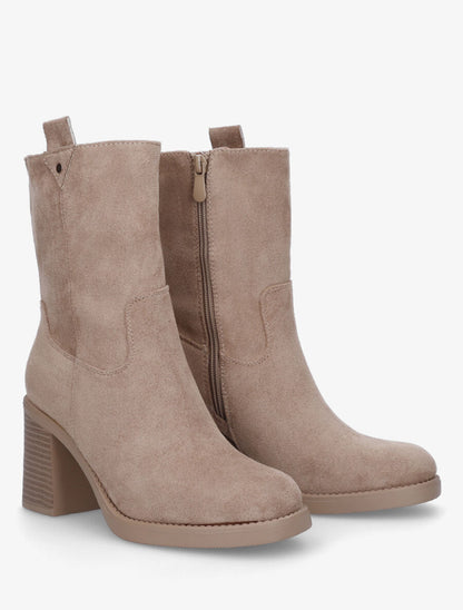 Bottines montantes hautes en suédine - Taupe - 4