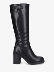 Bottes à talon en simili - Noir - 1