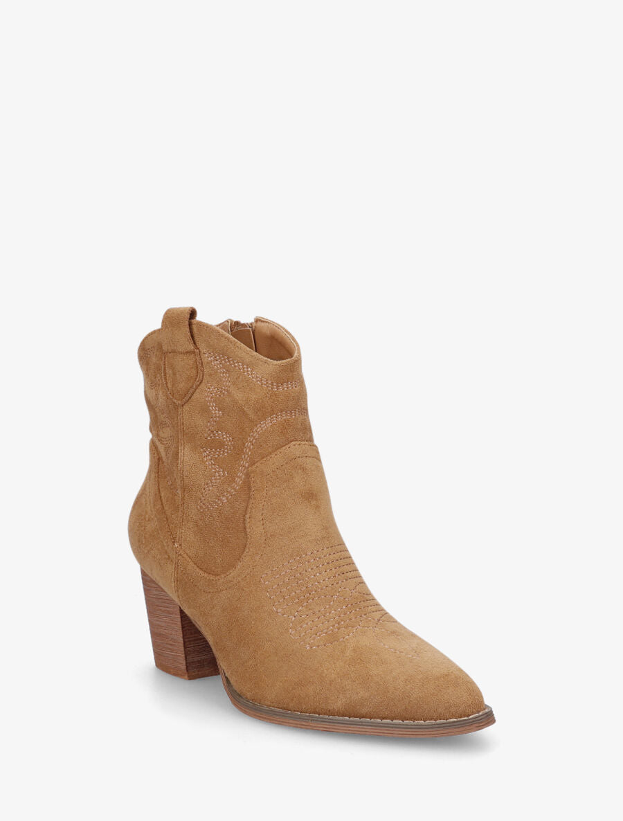 Bottines style santiag en suédine - Camel - 2