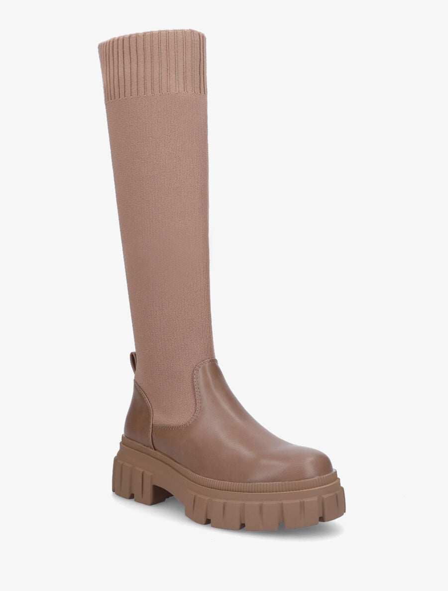 Bottes style chaussettes unis - Taupe - 2