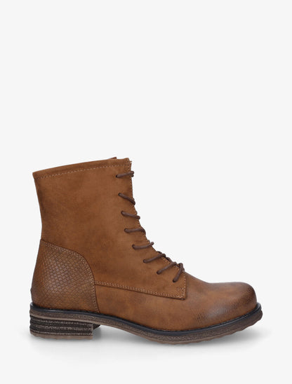 Bottines bimatière à lacets - Camel - 5