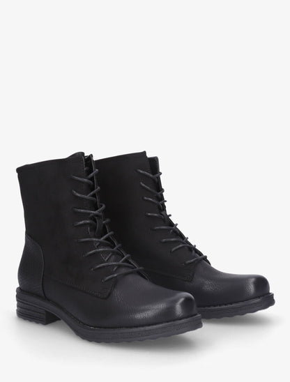 Bottines bimatière à lacets - Noir - 4