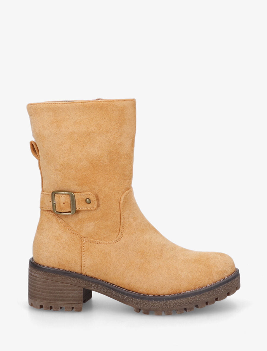 Bottines montantes en suédine - Camel - 1