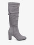 Bottes en suédine froncées à talon - Gris - 5