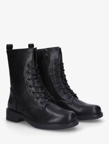 Bottines en simili à lacets - Noir - 5