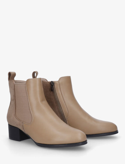 Bottines en simili et suédine - Taupe - 4