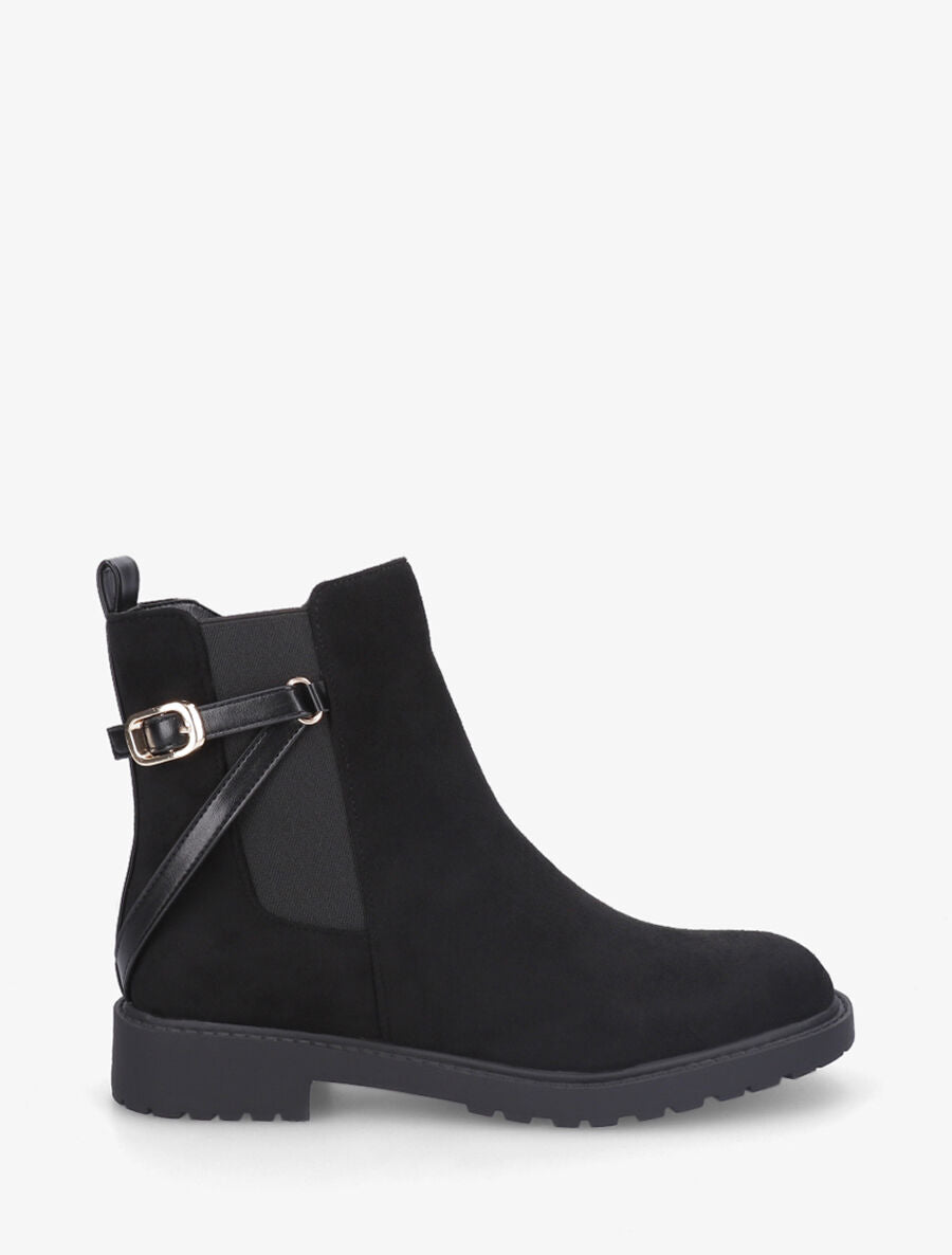 Bottines élastiquées en suédine - Noir - 5