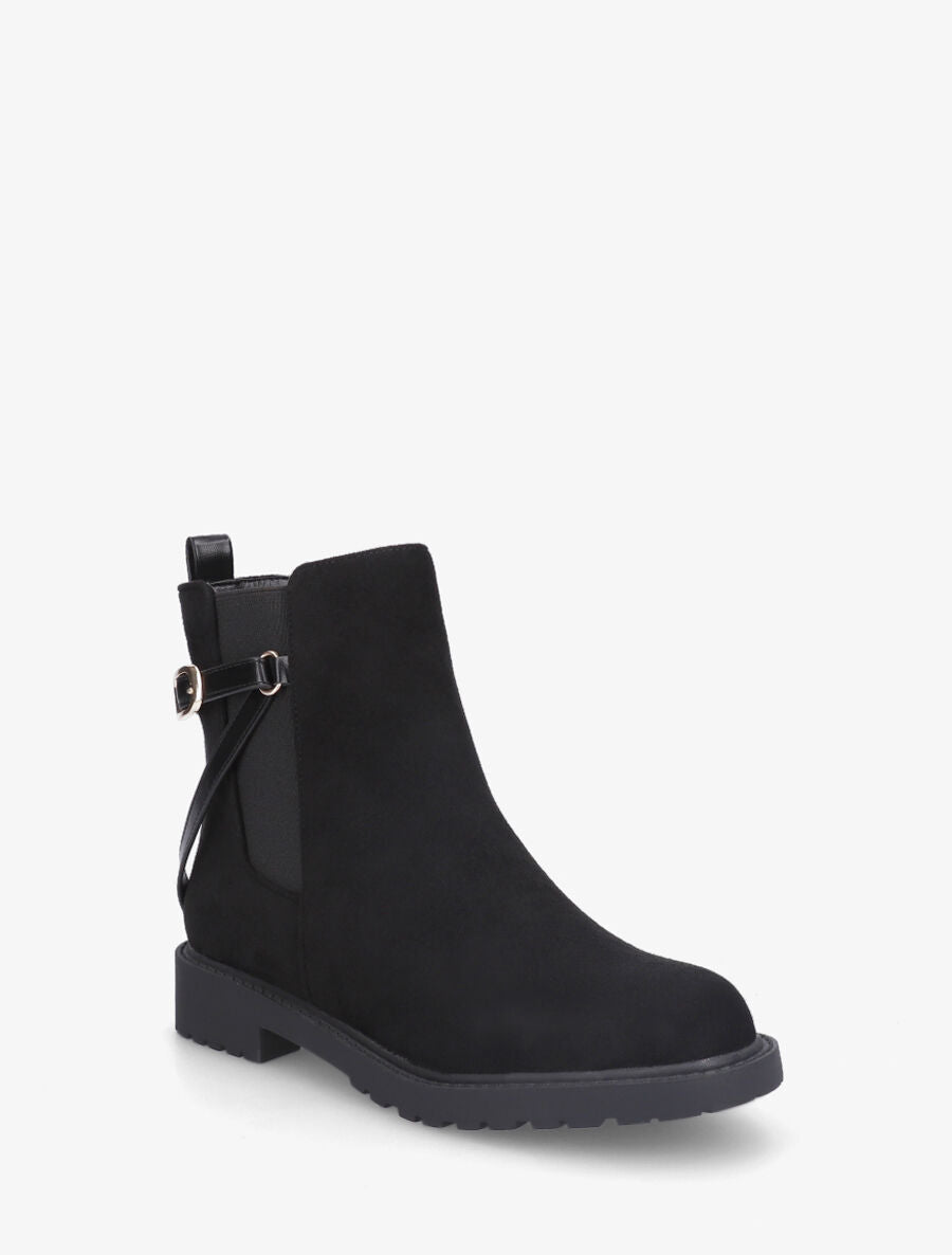 Bottines élastiquées en suédine - Noir - 2