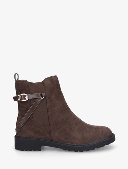 Bottines élastiquées en suédine - Marron - 1