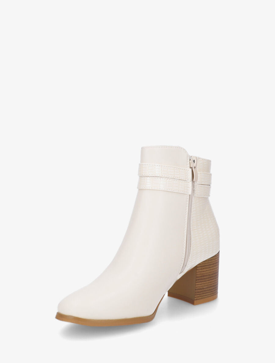 Bottines effet reptile à boucle - Beige - 3