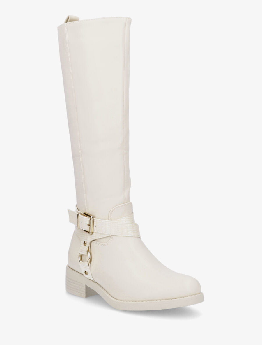 Bottes plates à boucle fantaisie - Beige - 2