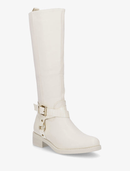 Bottes plates à boucle fantaisie - Beige - 2