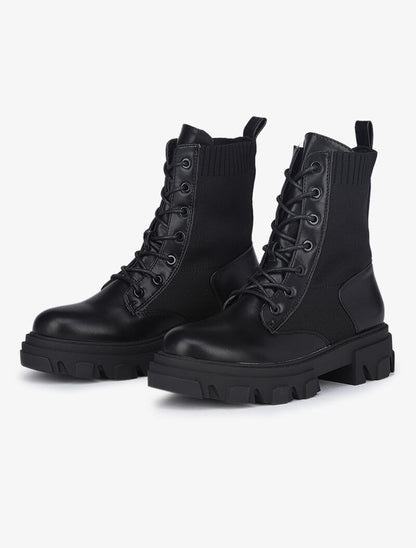 Boots montantes rock bi matière - Noir - 5