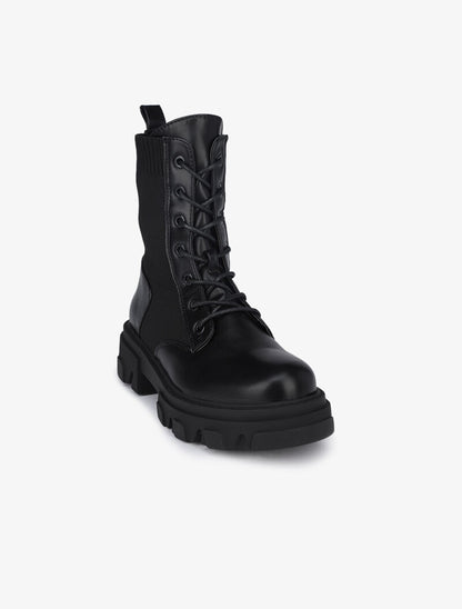 Boots montantes rock bi matière - Noir - 3