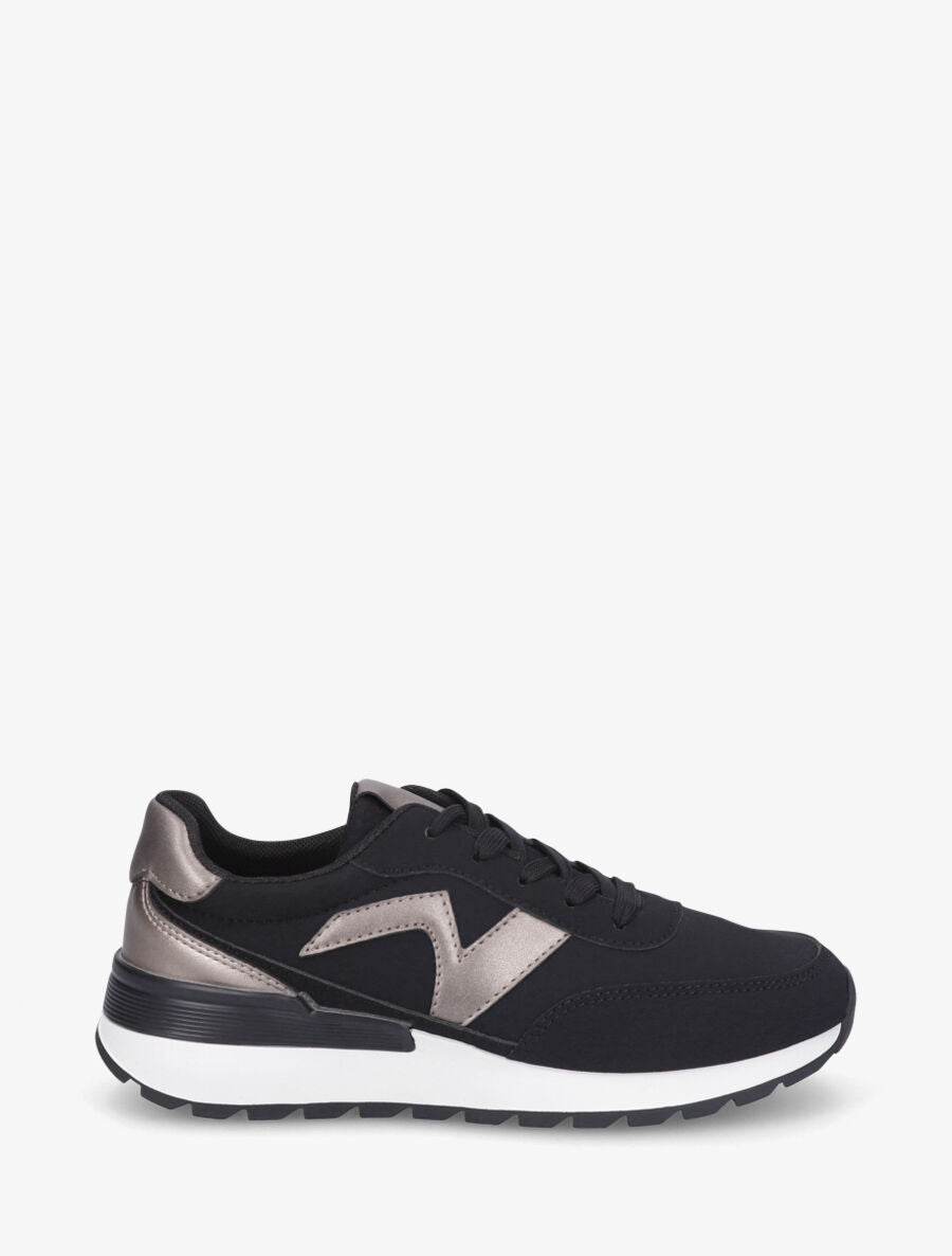 Sneakers bicolore en simili - Noir - 5