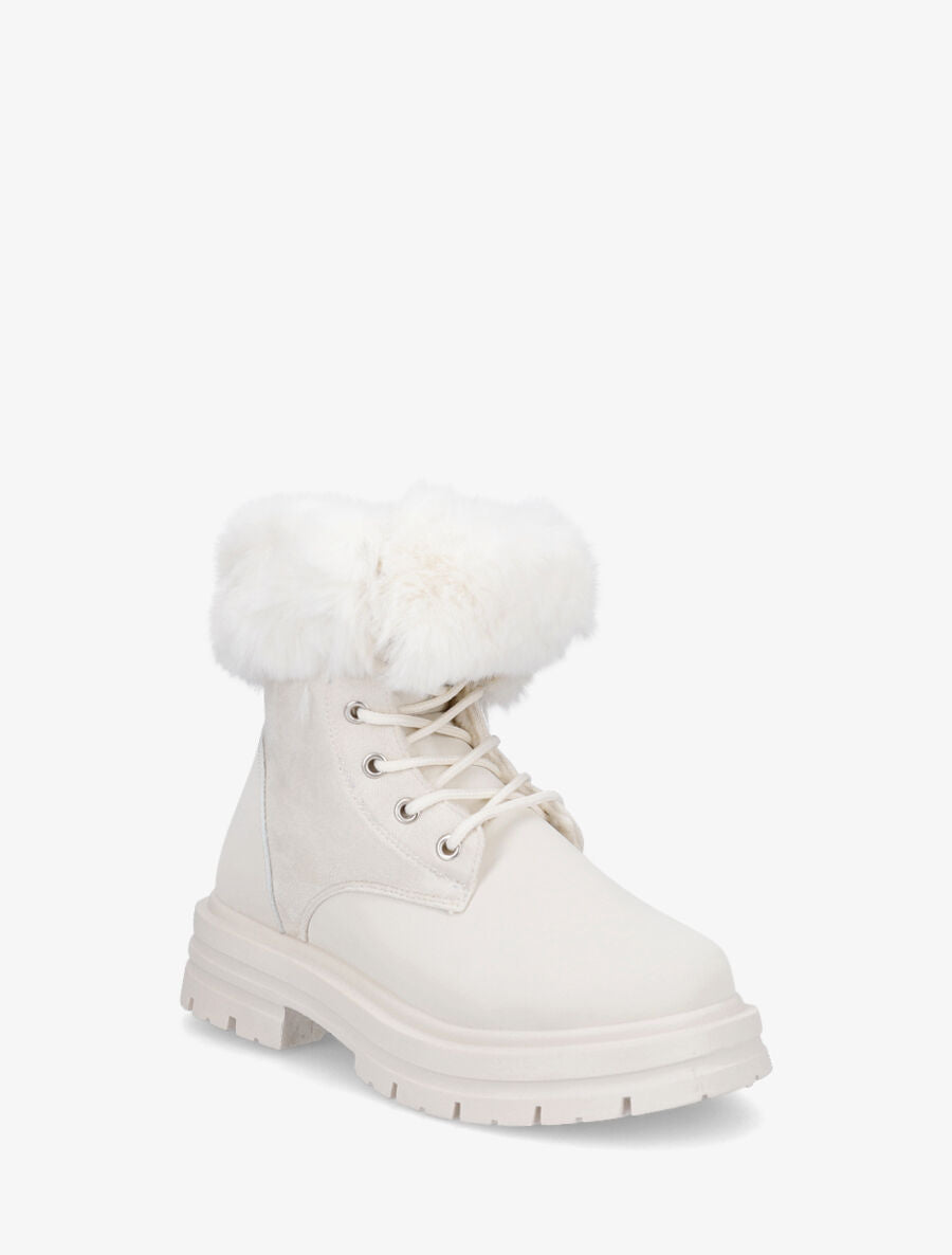 Bottines à lacets fourrées - Beige - 2