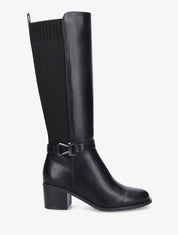 Bottes en simili et maille - Noir - 1