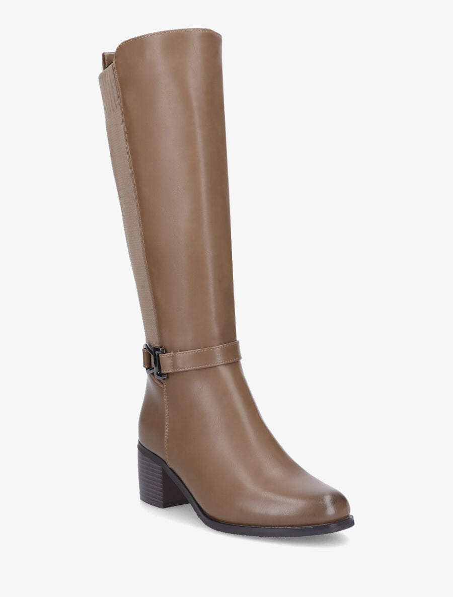 Bottes en simili et maille - Taupe - 2