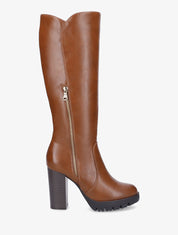 Bottes en simili à plateforme - Camel - 5