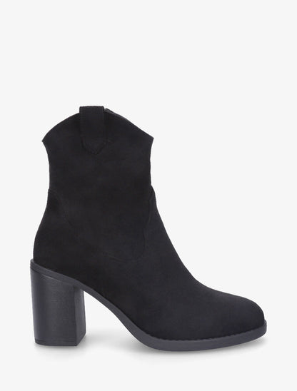 Bottines style santiags en suédine - Noir - 1