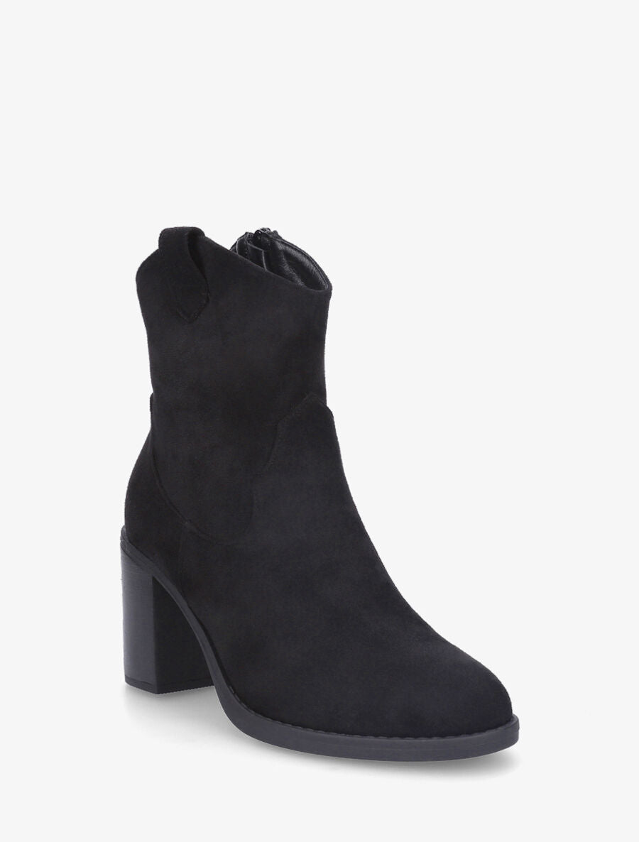 Bottines style santiags en suédine - Noir - 2