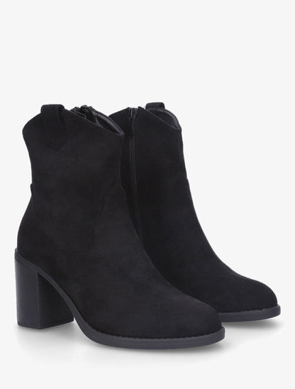 Bottines style santiags en suédine - Noir - 4