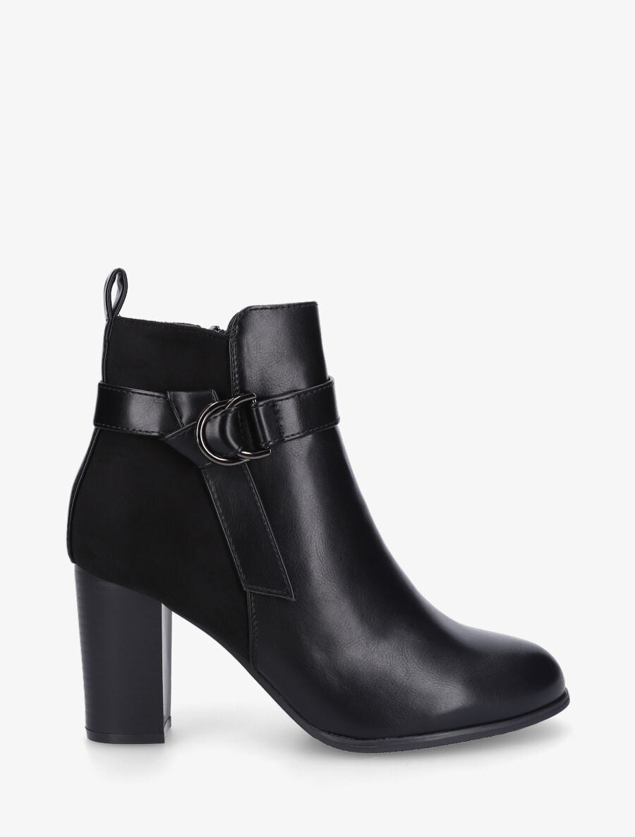 Bottines bimatière à talon - Noir - 5