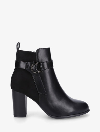 Bottines bimatière à talon - Noir - 5