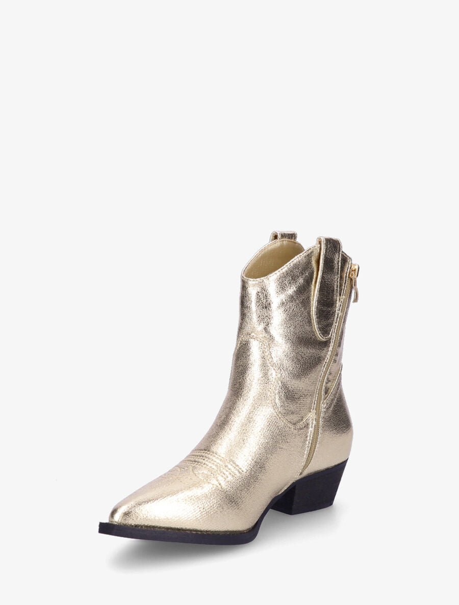 Bottines plates irisées montantes style santiags - Or - 3