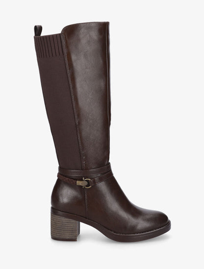 Bottes en simili à sangle tressée - Marron - 1