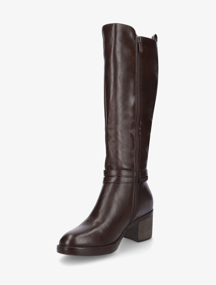 Bottes en simili à sangle tressée - Marron - 3