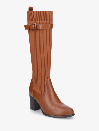 Bottes unies style chaussettes - Camel - 2