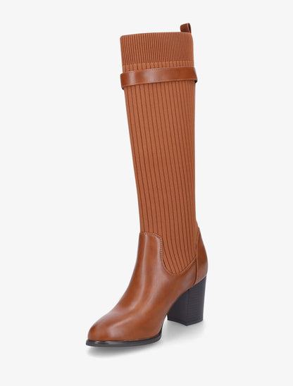 Bottes unies style chaussettes - Camel - 3