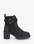Bottines mi-hautes à lacets en suédine - Noir - 1