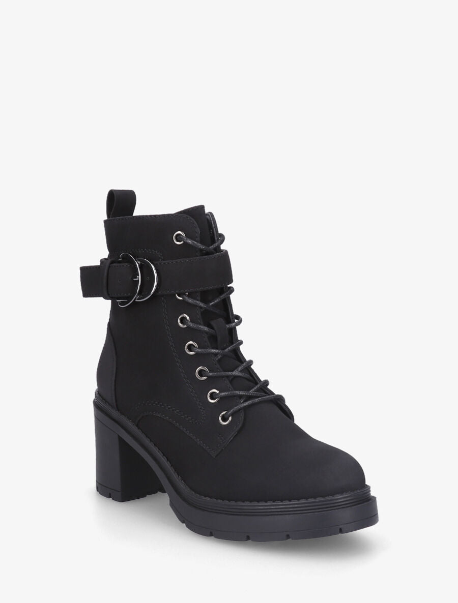 Bottines mi-hautes à lacets en suédine - Noir - 2