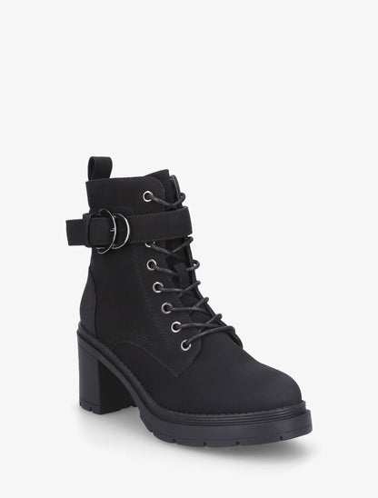 Bottines mi-hautes à lacets en suédine - Noir - 2