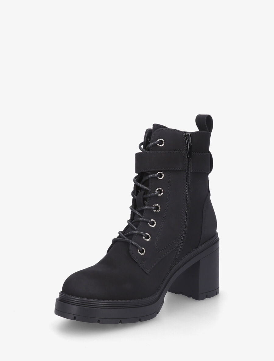 Bottines mi-hautes à lacets en suédine - Noir - 3
