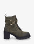Bottines mi-hautes à lacets en suédine - Kaki - 1