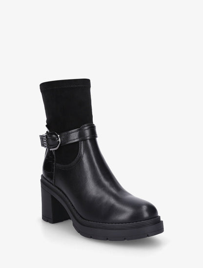 Bottines à boucle et contrefort croco - Noir - 2