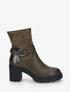 Bottines à boucle et contrefort croco - Kaki - 5