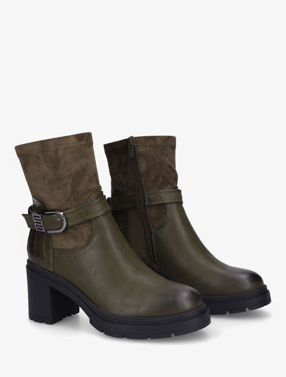 Bottines à boucle et contrefort croco - Kaki - 4