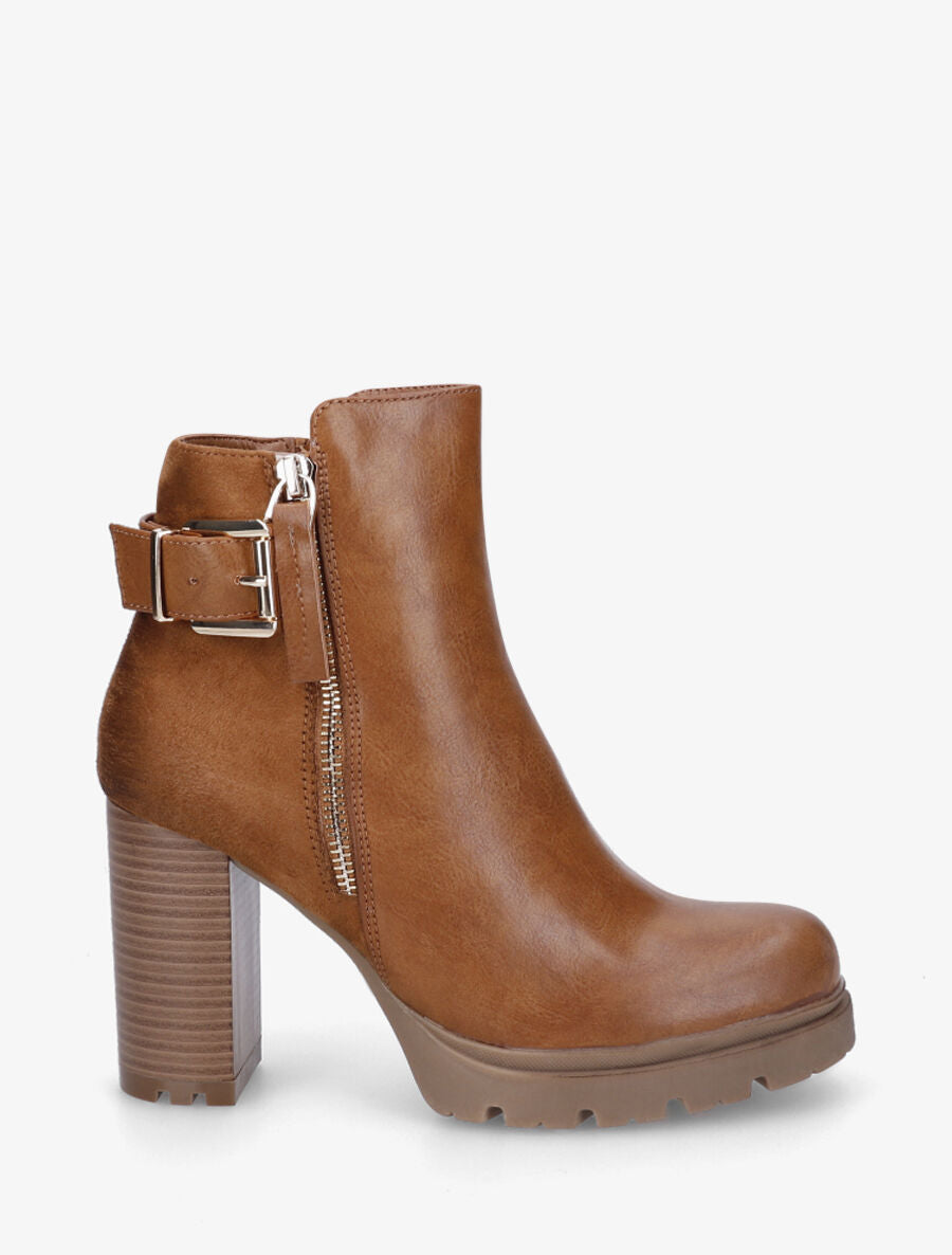 Bottines à talon haut et plateforme - Camel - 5