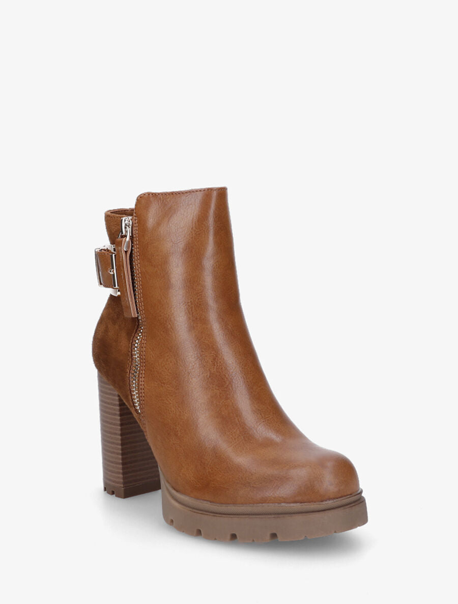Bottines à talon haut et plateforme - Camel - 2