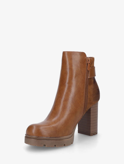 Bottines à talon haut et plateforme - Camel - 3