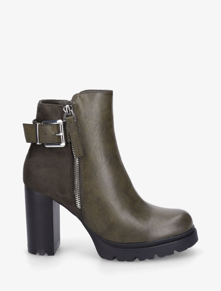 Bottines à talon haut et plateforme - Kaki - 5