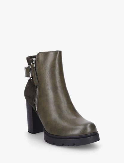 Bottines à talon haut et plateforme - Kaki - 2