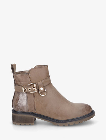 Bottines plates contrefort python - Taupe - 5