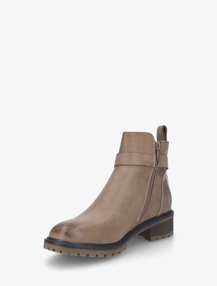 Bottines plates contrefort python - Taupe - 3