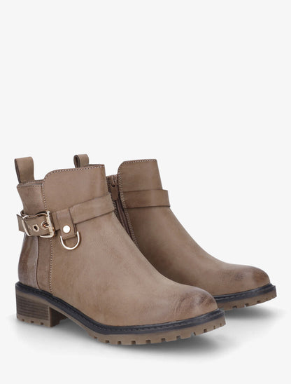 Bottines plates contrefort python - Taupe - 4