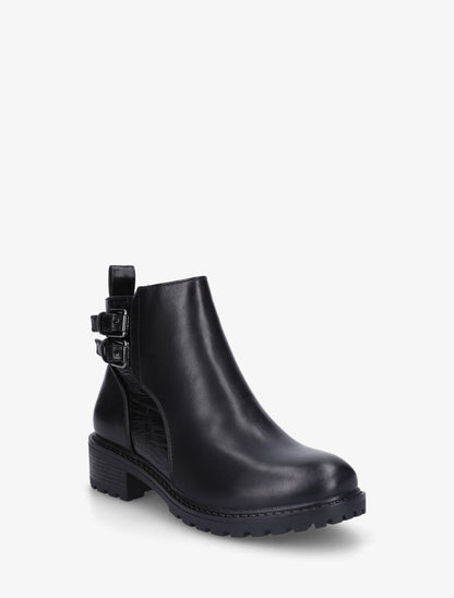 Bottines en simili à détail croco - Noir - 2